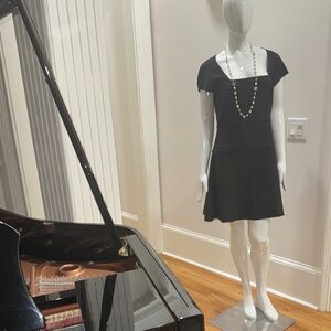 L'AGENCE Black A-line Mini Dress with Flutter Cap Sleeves